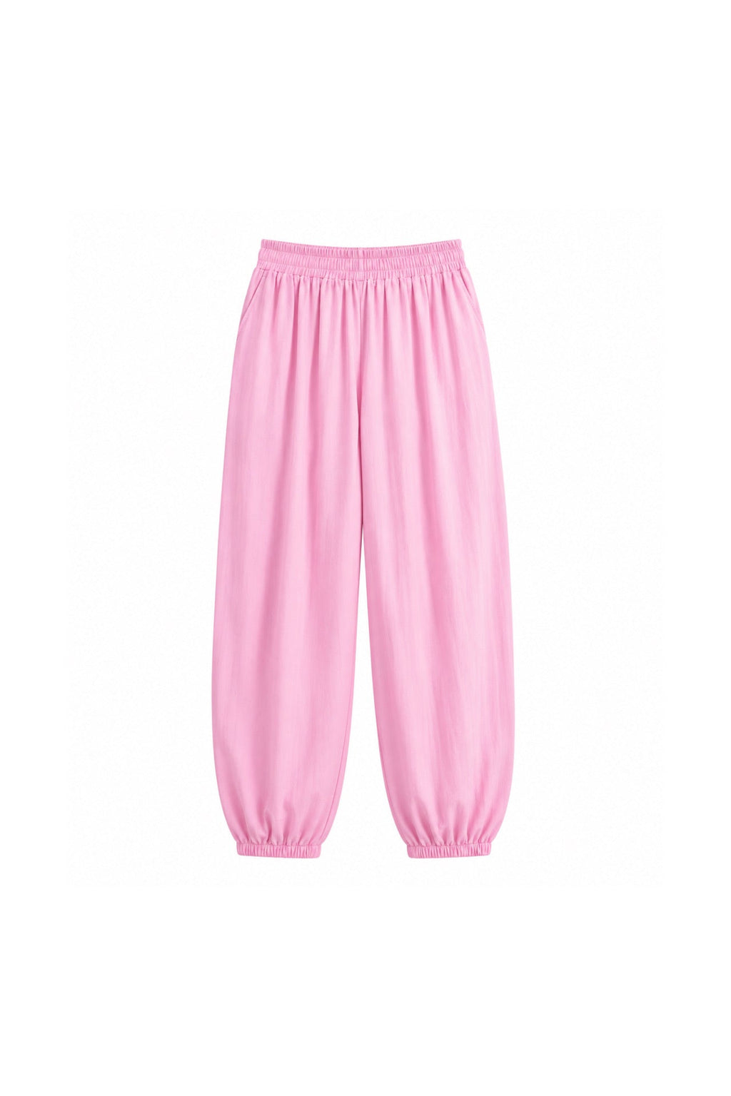 Pink Modal Balloon Trousers with Elastic Waist Detail