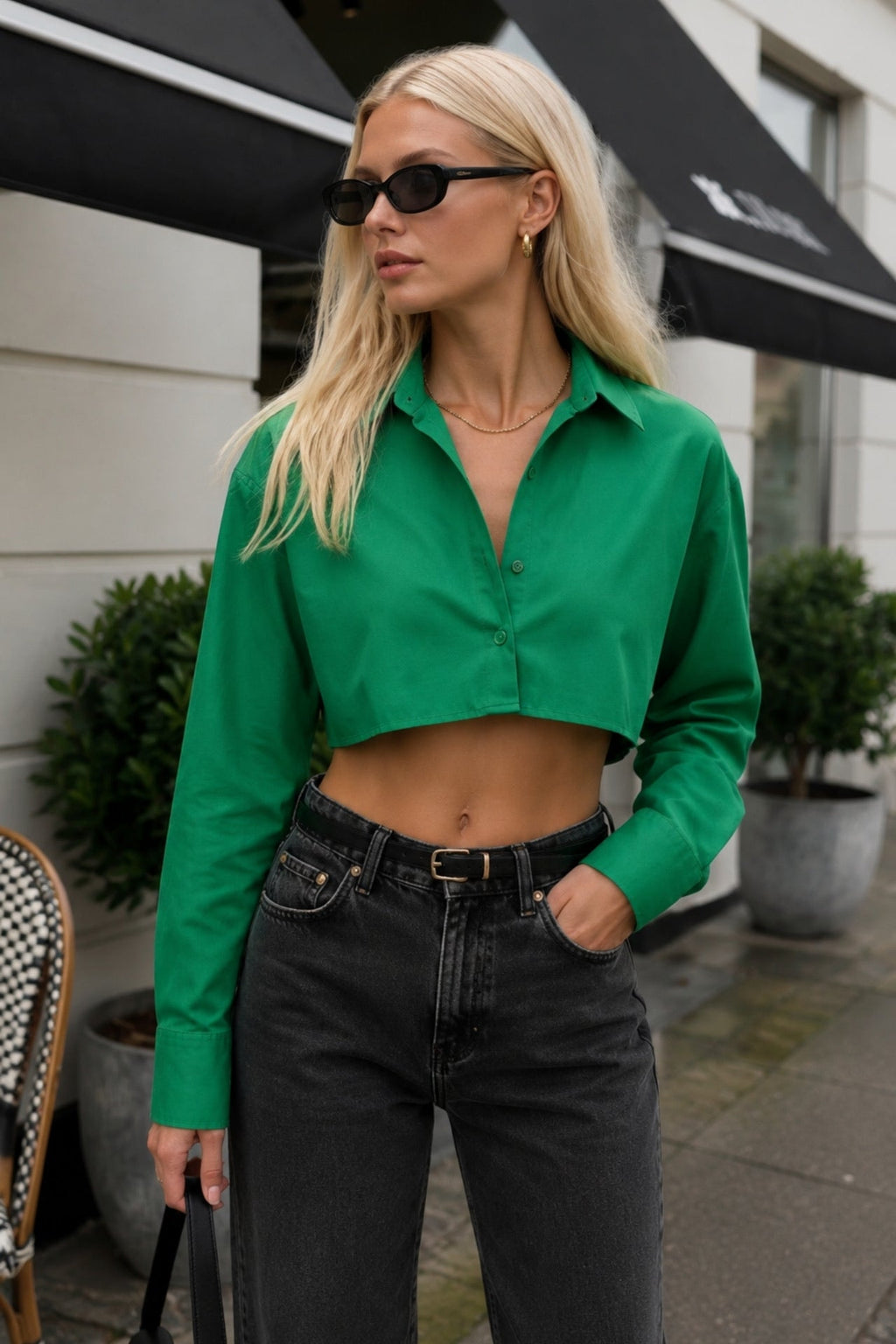 Crop Green Oversize Shirt