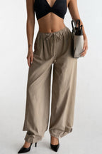 Drawstring Detail Cotton Stone Pants