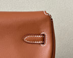 Handmade Swift Leather Crossbody Bag with Mini Pouch – Gold Brown