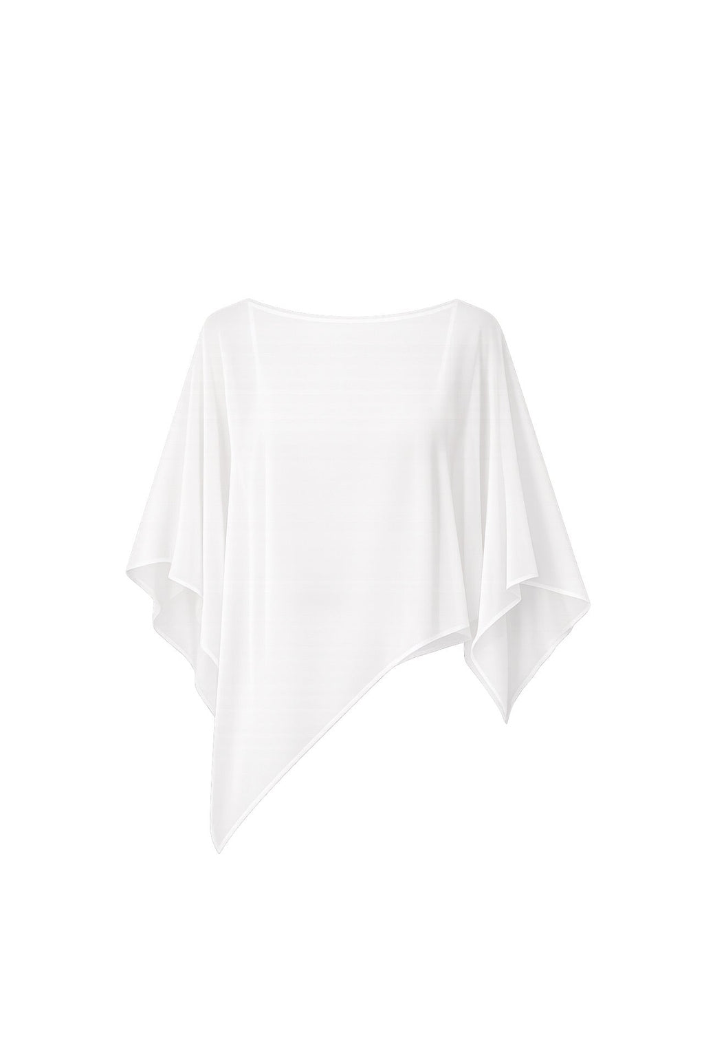 Boat Neck Asymmetrical Sheer White Blouse