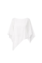 Boat Neck Asymmetrical Sheer White Blouse