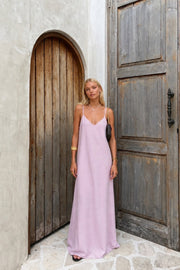 Strappy V-Neck Maxi Modal Blue Dress