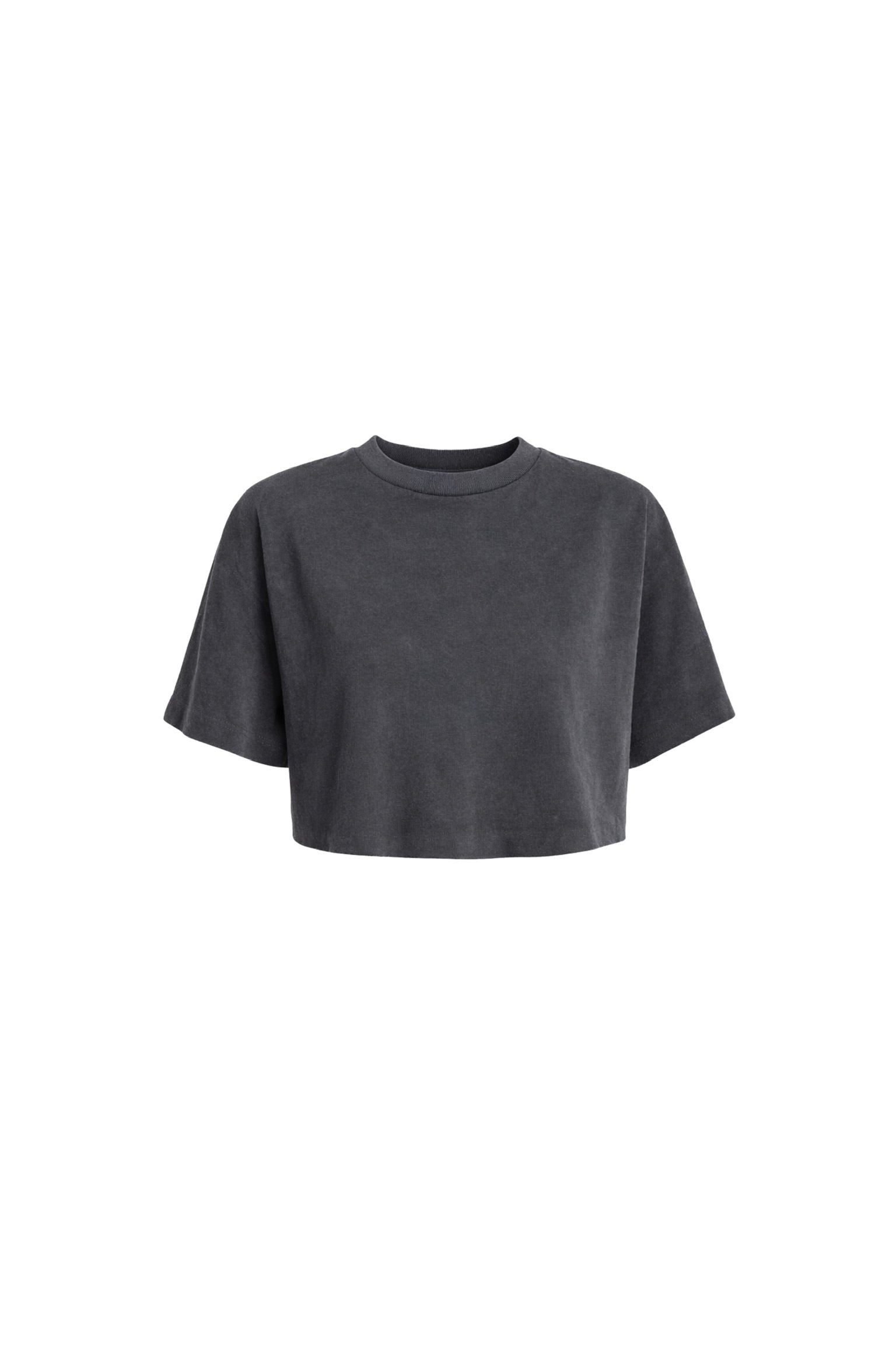 Washed Effect Black Crop T-Shirt