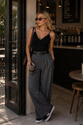 Black Knitwear Blouse with Lace Detail Straps