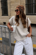 Basic Oversized Gray Knit Sweater Vest