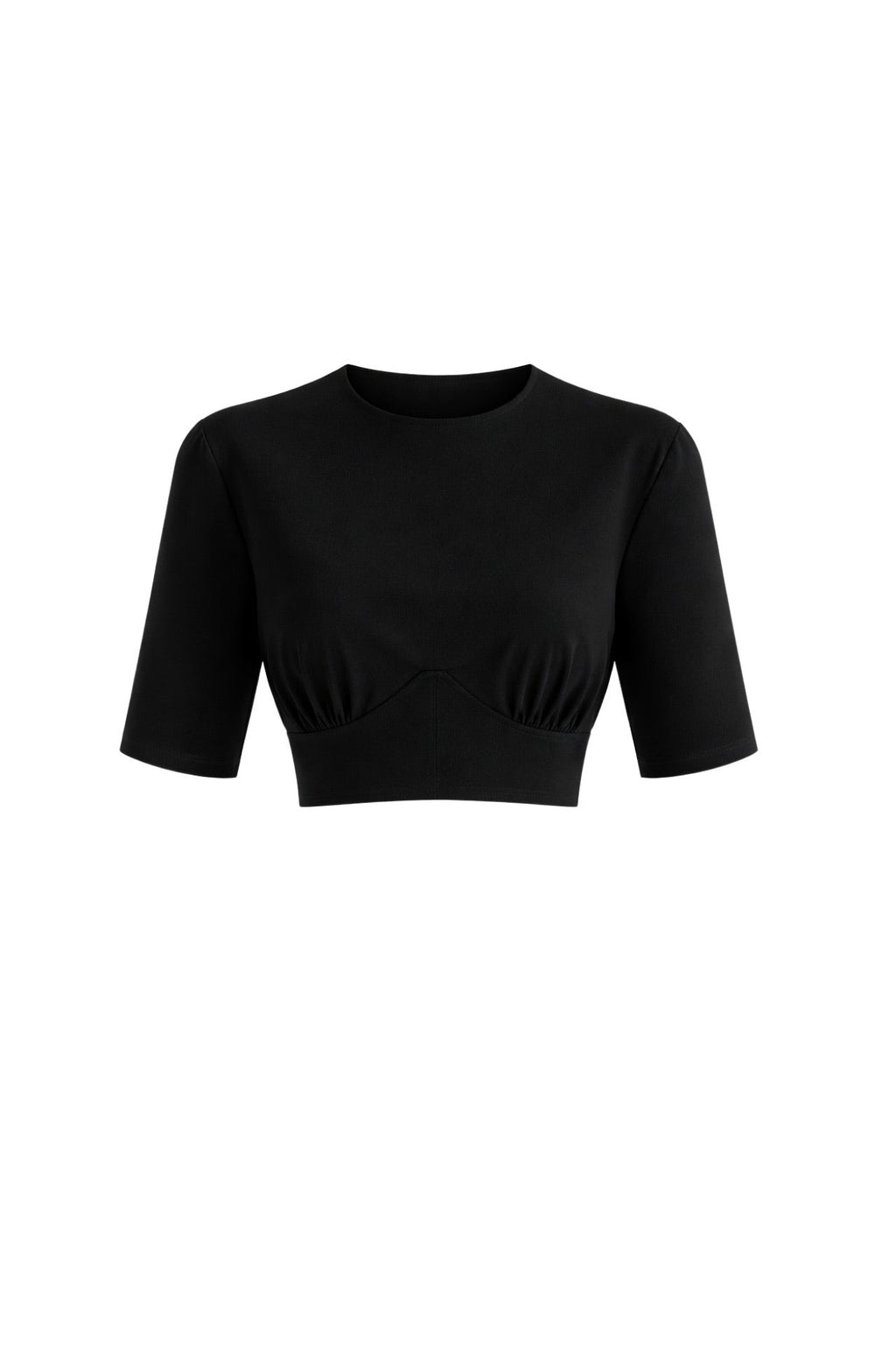 Waist-Fitted Crop Black T-Shirt