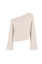 Off Shoulder Thin Beige Knitwear Blouse