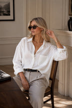 Cep Detay Basic Oversize White Shirt