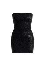 Sequined Black Straplez Mini Dress
