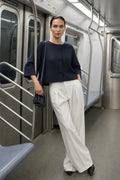 Button Detail Yarasa Sleeve Navy Knit Cardigan