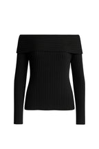 Off-Shoulder Neckline Black Knit Sweater