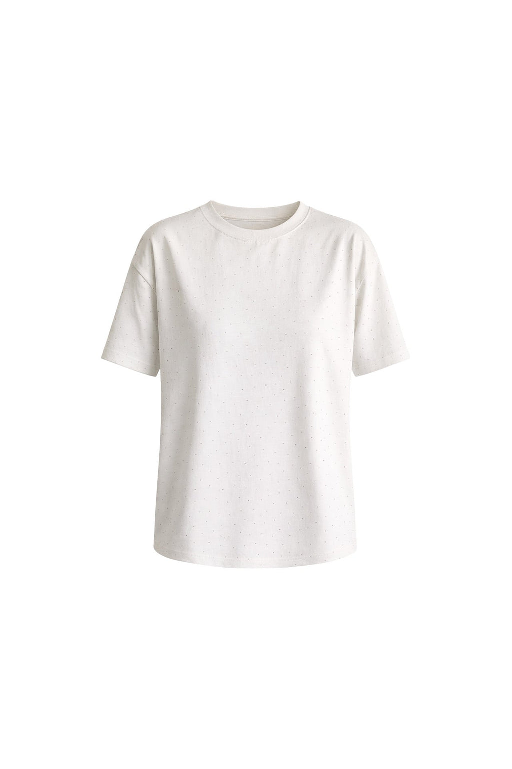 Crew Neck Stone Detail White T-Shirt