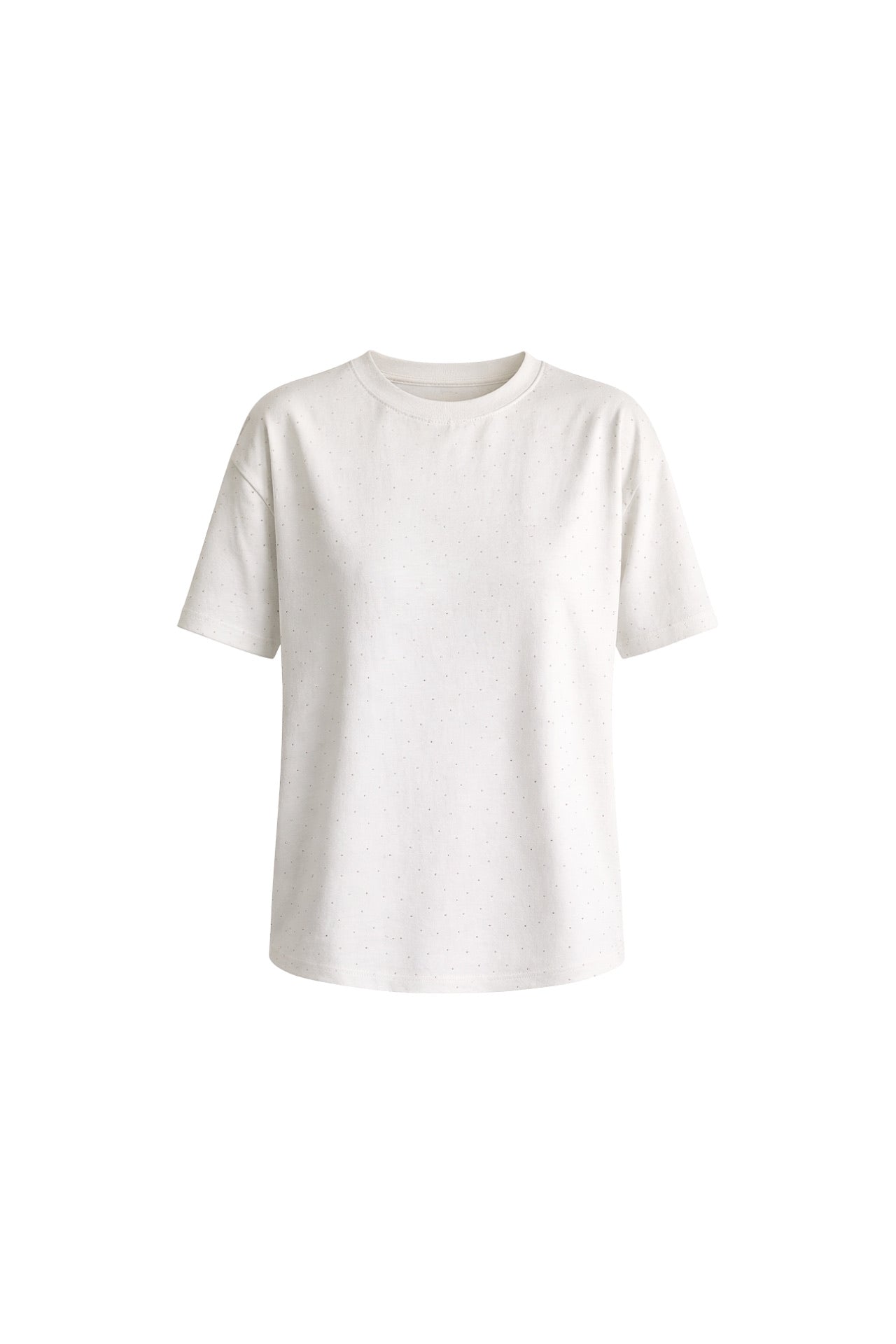 Crew Neck Stone Detail White T-Shirt