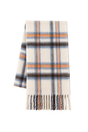 Soft Textured Plaid White-Blue Pattern Scarf