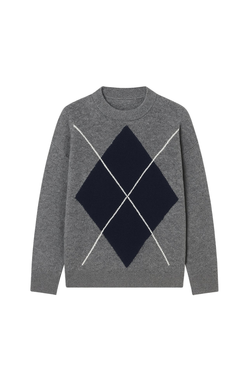 Diamond Pattern Anthracite Two-Tone Sweater