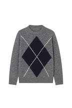 Diamond Pattern Anthracite Two-Tone Sweater