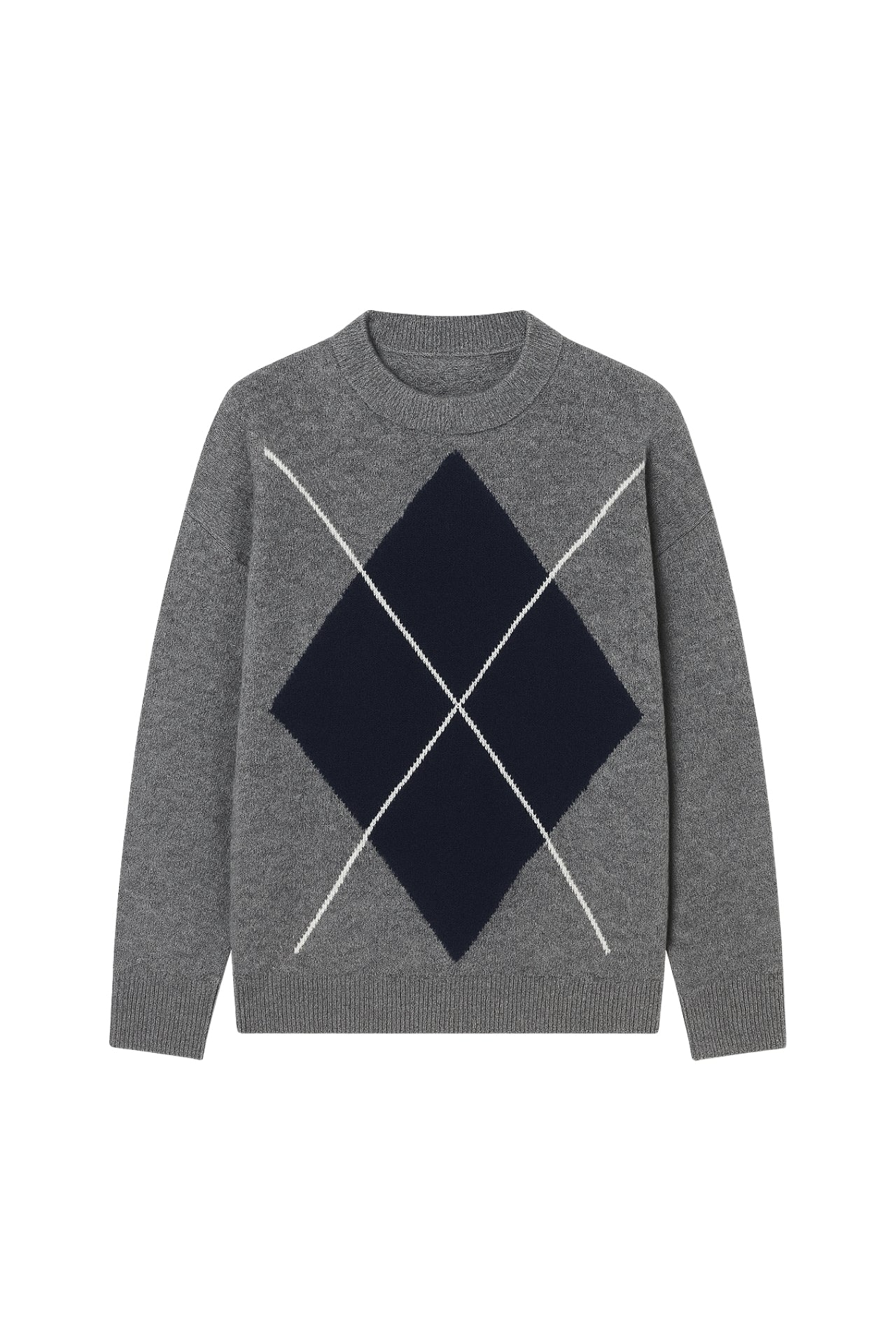 Diamond Pattern Anthracite Two-Tone Sweater