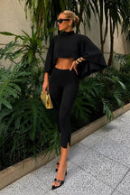 High Waist Stretch Black Bermuda Shorts