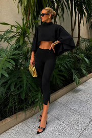 High-Waisted Lycra Black Bermuda Shorts