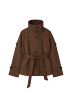 High Neck Crop Brown Trench Coat