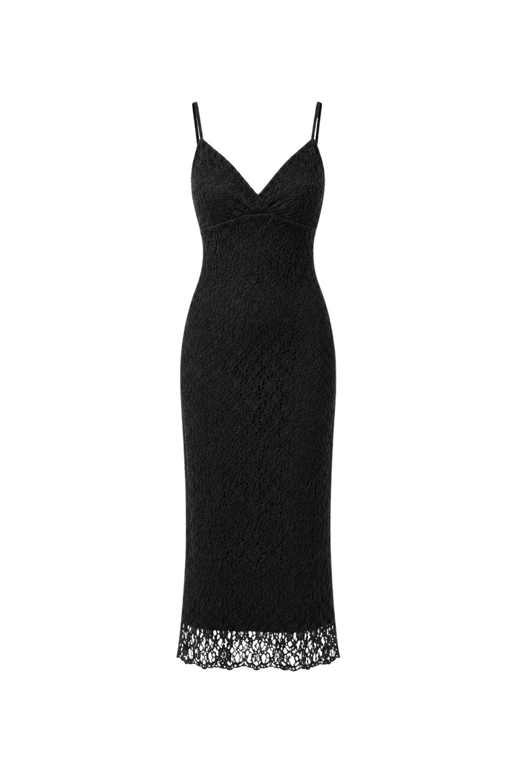 Strap Guipure Black Maxi Dress