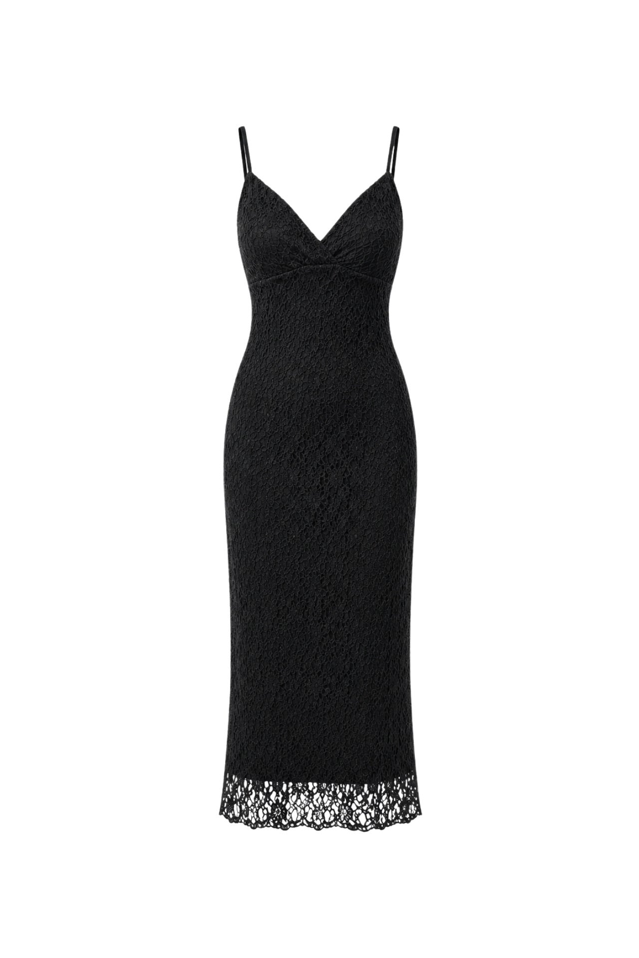 Strap Guipure Black Maxi Dress