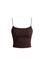 Spaghetti Strap Stone Detail Brown Blouse