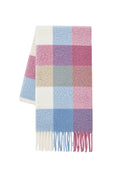 Plaid Pattern Flecked Blue-White Soft Scarf