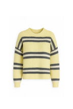 Striped Crew Neck Yellow Knit Sweater