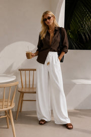 Accessory Detail Linen Ecru Trousers