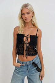 Laced Lace Detail Black Crop