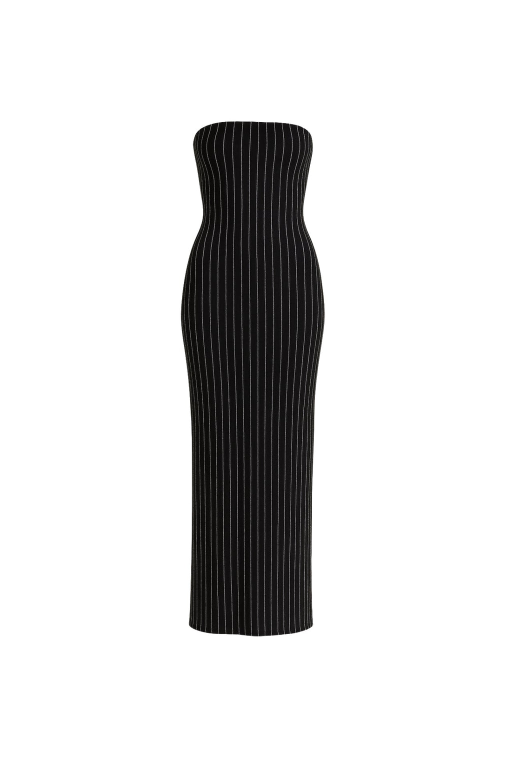 Stone Islemeli Black Straplez Maxi Dress