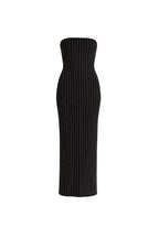 Stone Islemeli Black Straplez Maxi Dress