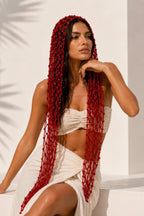 Red Hair Accessory with Pearl Detail and Ties