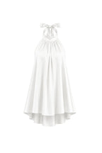 Fisherman Collar Backless Satin Ecru Mini Dress