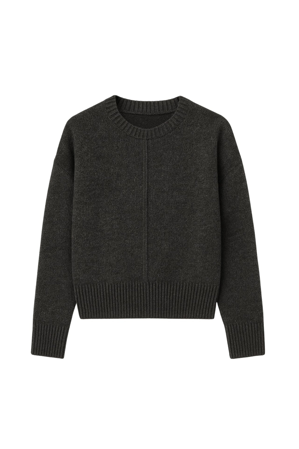 Reverse-Stitched Crew Neck Anthracite Sweater