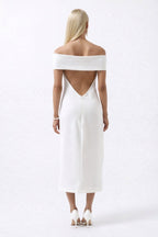 Shoulder Fold Detail Maxi White Dress