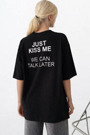 Oversized Black T-Shirt with Back Print