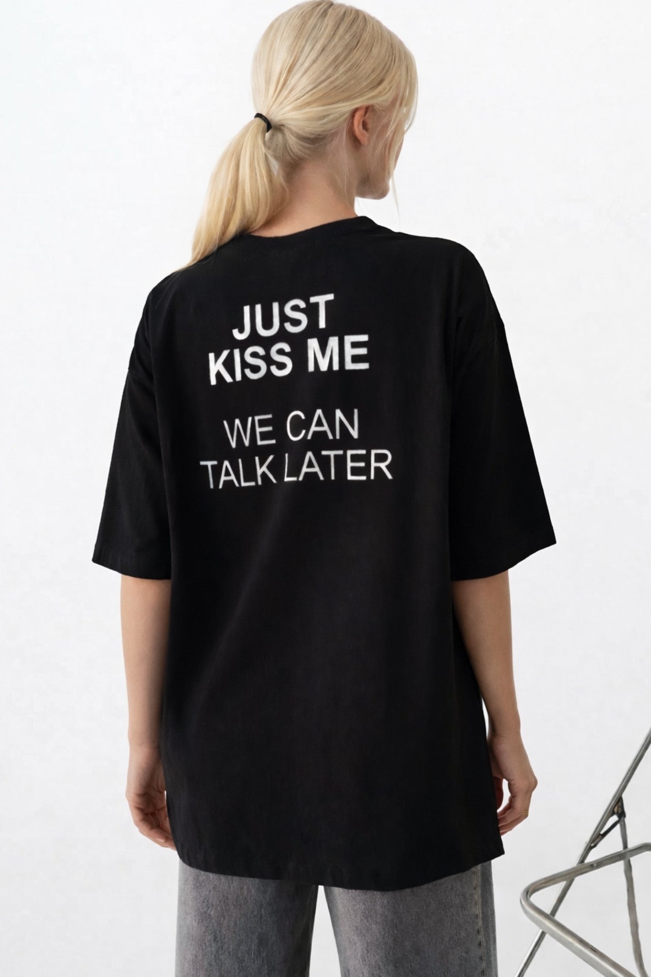 Back Printed Oversize Black T-Shirt