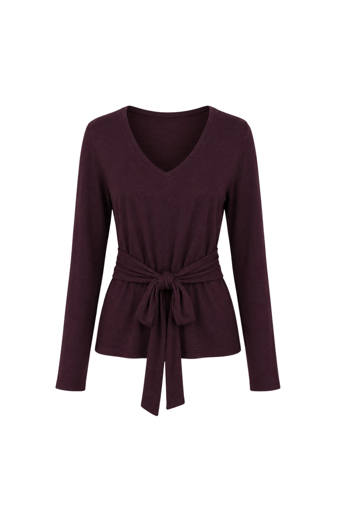 Tie Detail Thin Brown Knitwear Blouse