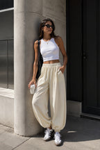 Yellow Modal Balloon Trousers with Elasticated Waist Detail