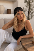 Knit Pattern Accessory Detail Black Knit Cap