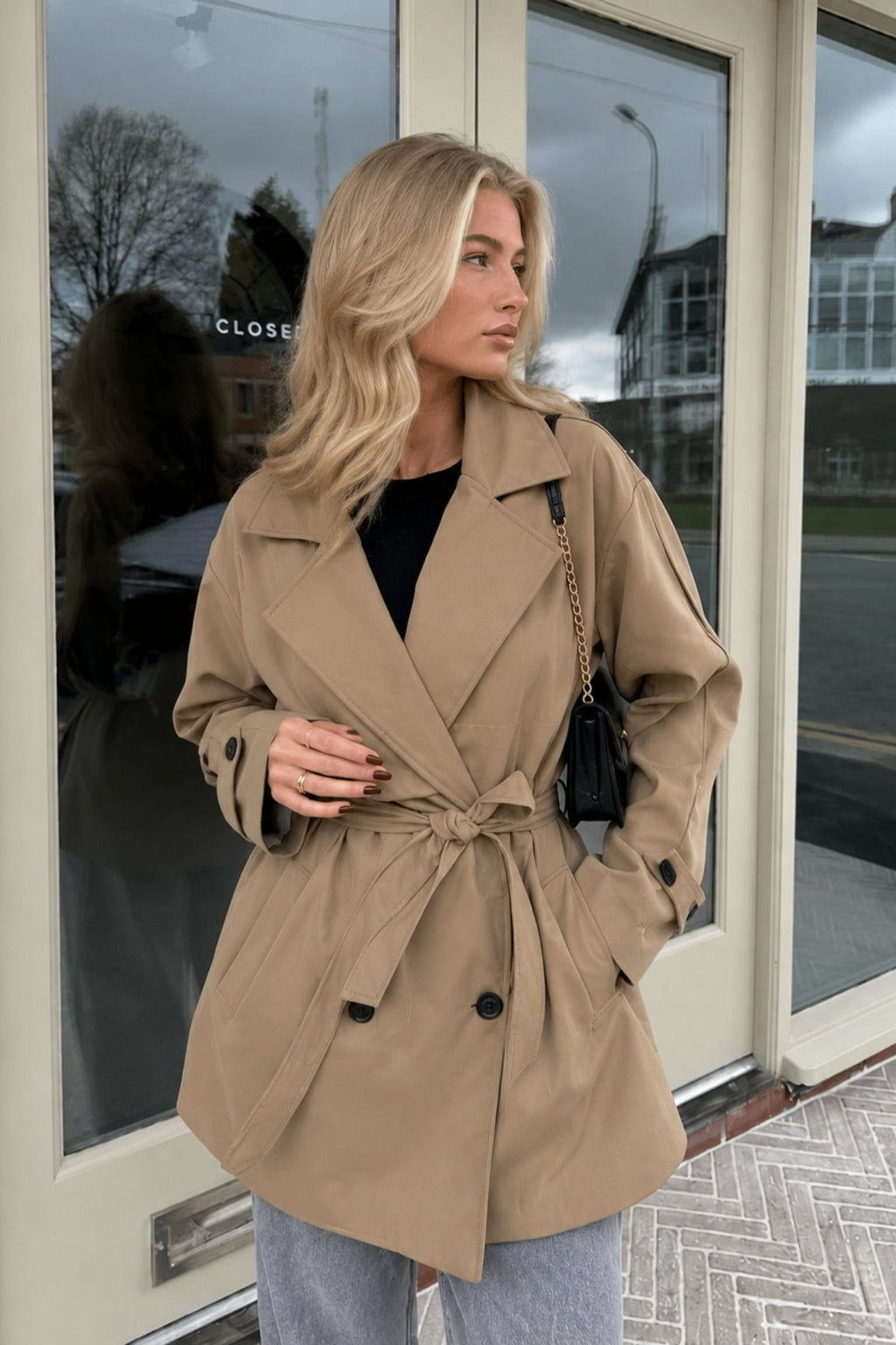Sash Detail Basic Beige Trench Coat