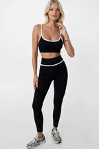 Piping Detail High Waist Black Leggings