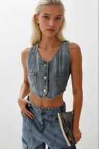 Denim Pocket Light Blue Vest