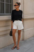 Knit Pattern Long Sleeve Basic Black Textured Blouse