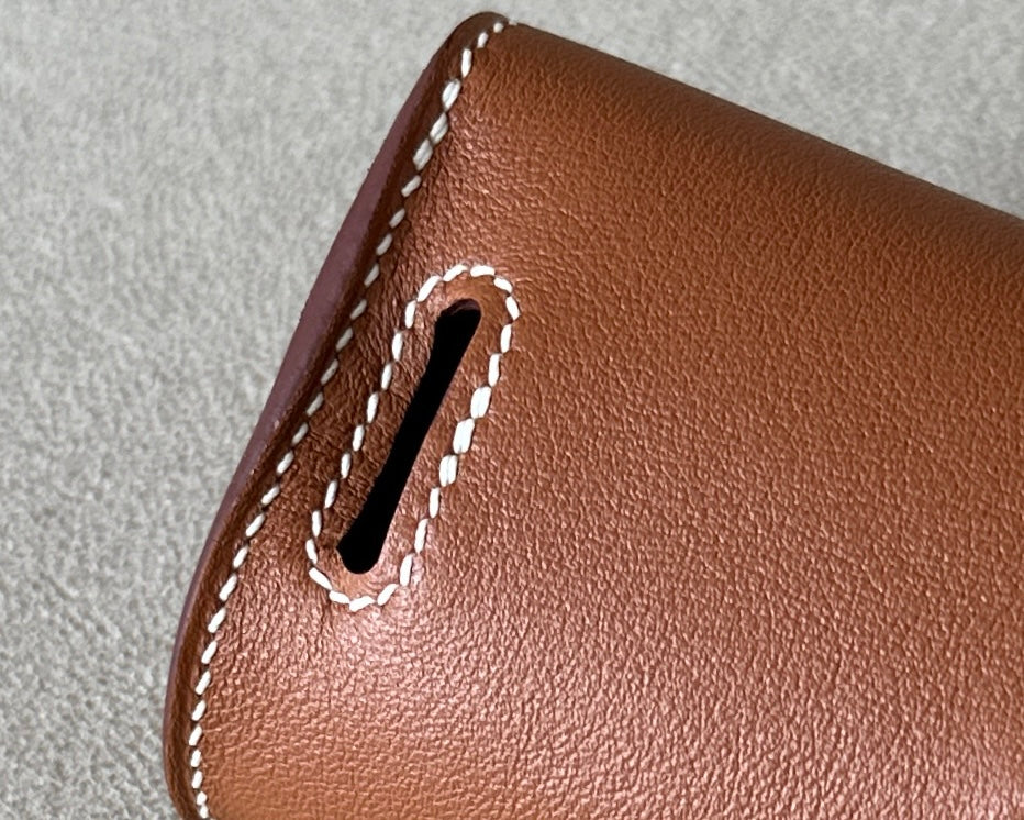 Handmade Swift Leather Crossbody Bag with Mini Pouch – Gold Brown