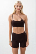 Cross Strap Brown Bra