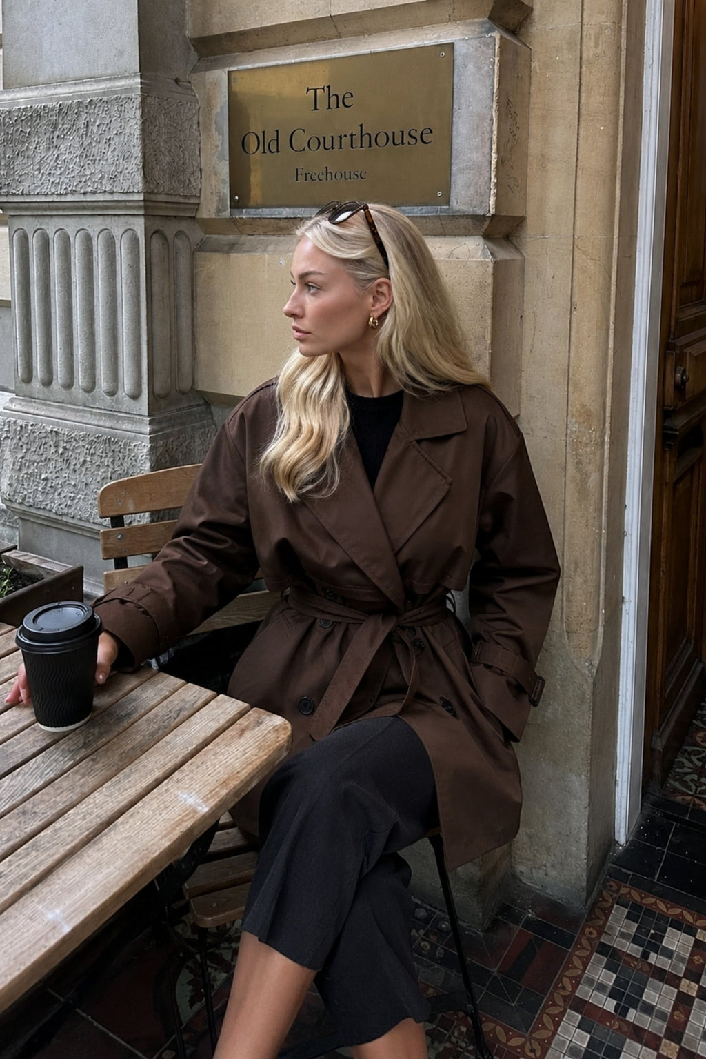 Sash Detail Basic Brown Trench Coat